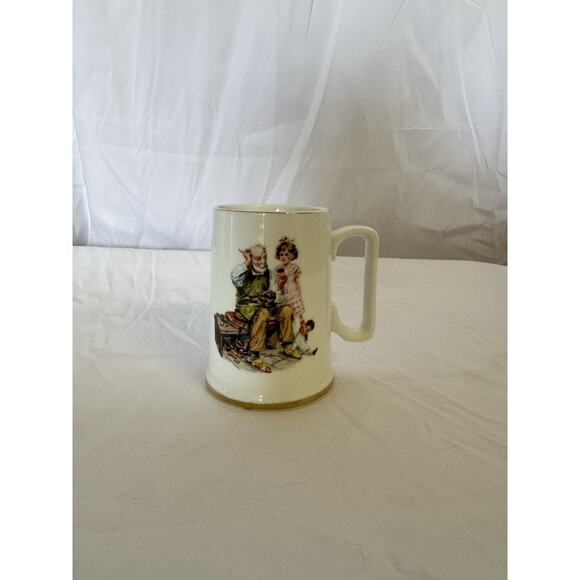 Norman Rockwell Museum Collectables Coffee Mugs Cups Gold Trim Set Of 5 - Picture 12 of 12